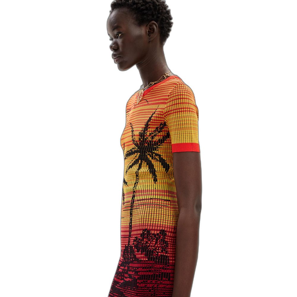 Multicolor Viscose Midi Dress