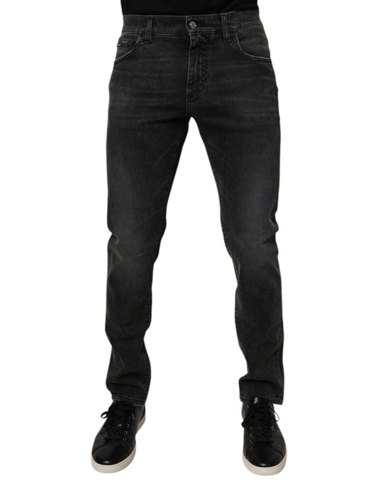 Sorte bomuldsstretch skinny herrejeans
