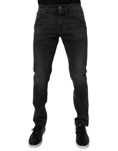 Sorte bomuldsstretch skinny herrejeans