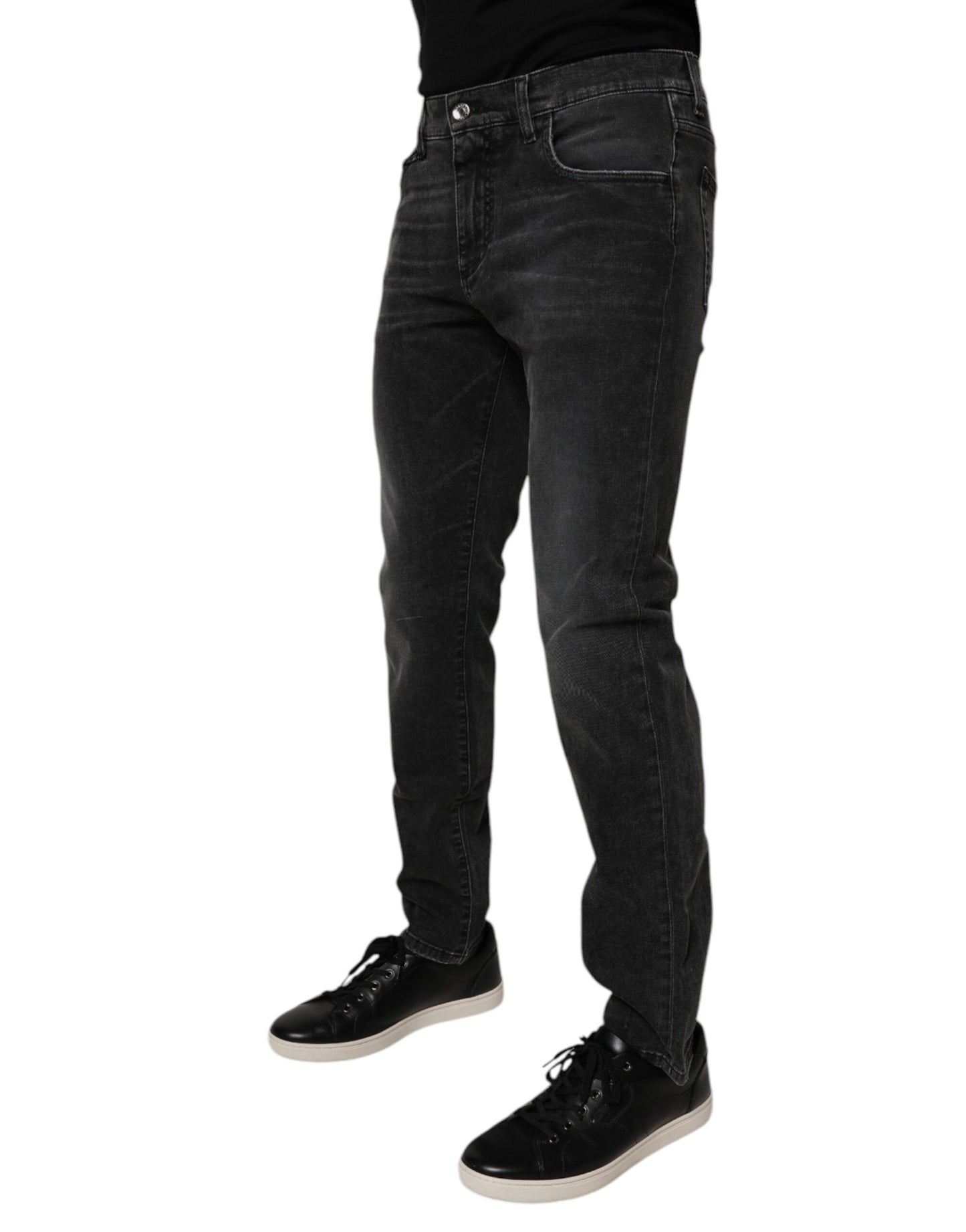 Sorte bomuldsstretch skinny herrejeans