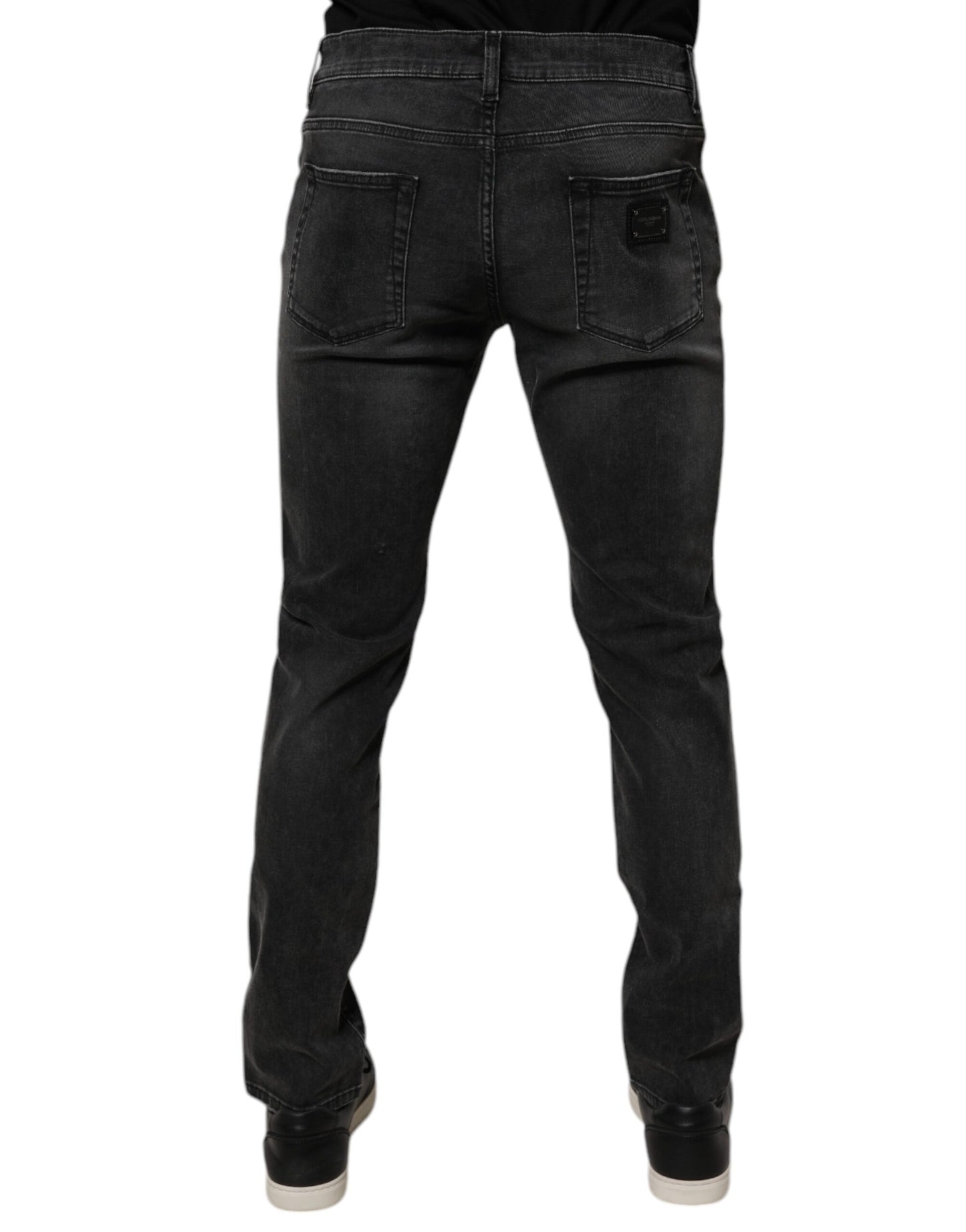 Sorte bomuldsstretch skinny herrejeans