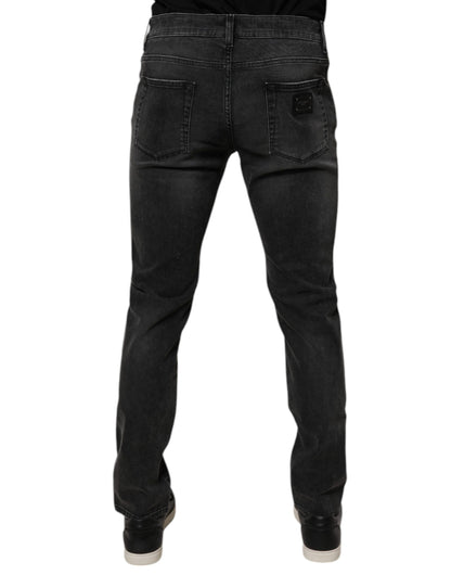 Sorte bomuldsstretch skinny herrejeans