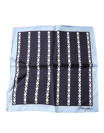 Blue Heart Spade Silk Handkerchief Scarf