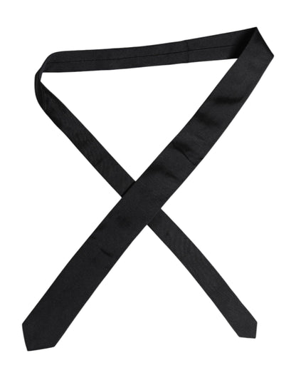 ربطة عنق قابلة للتعديل من الحرير الأسود الصلب