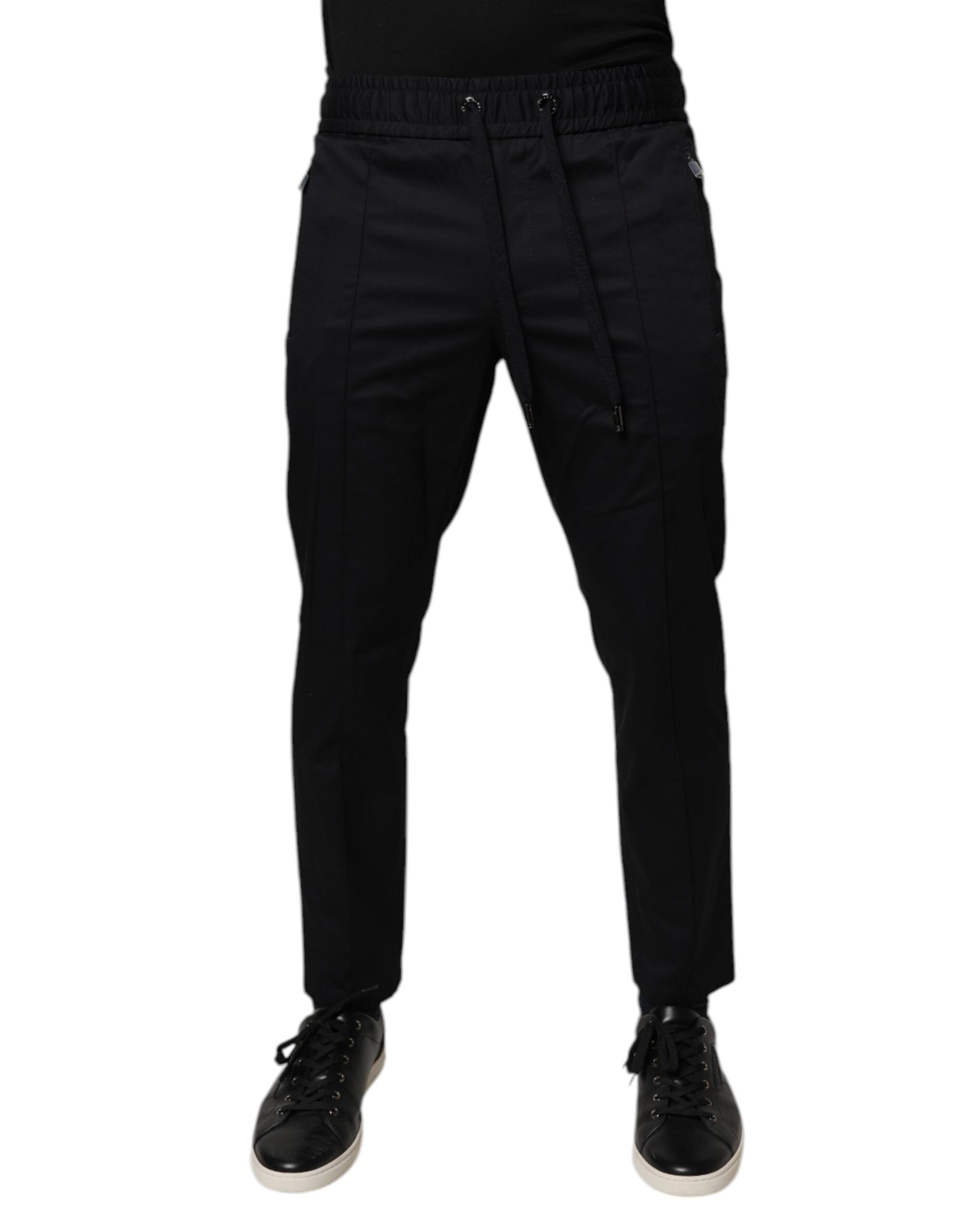 Dark Blue Cotton Men Jogger Sweatpants Pants