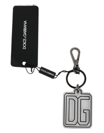 Gray Black DG Rubber Logo Silver Men's Keychain Keyring