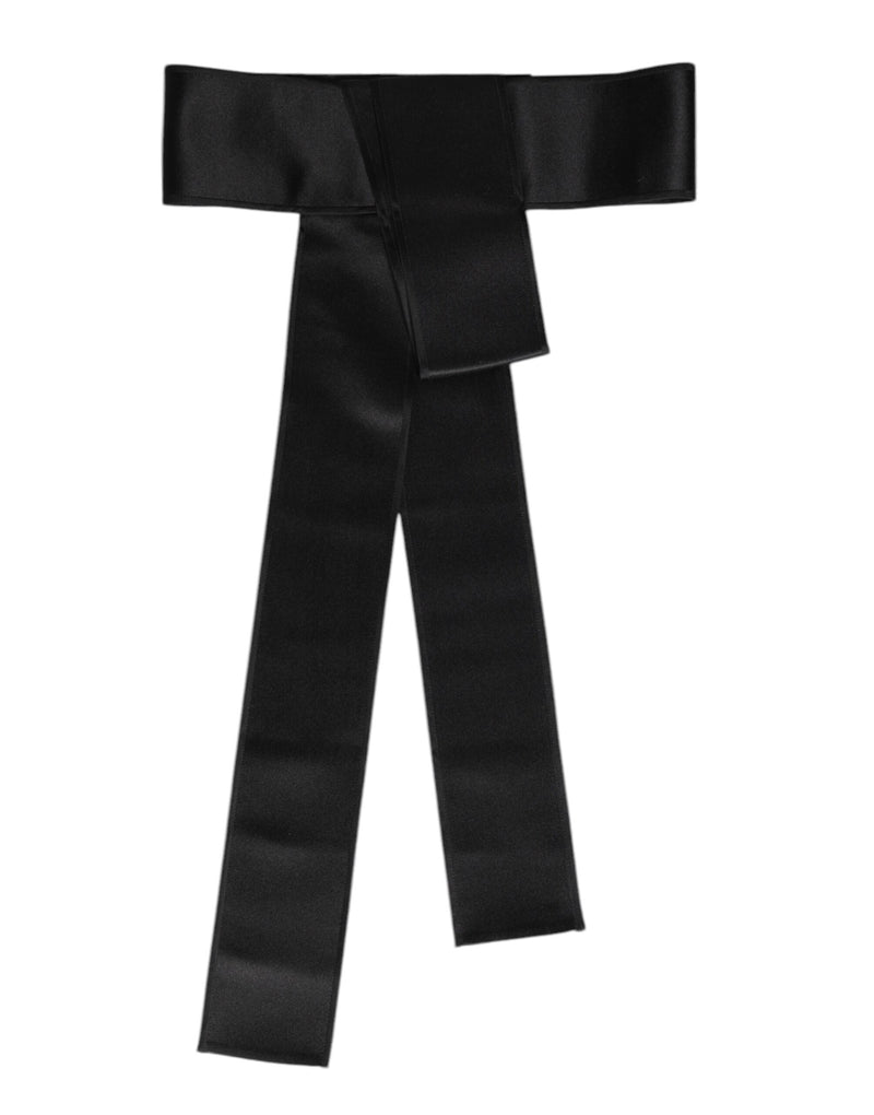 حزام خصر عريض من الساتان الأسود