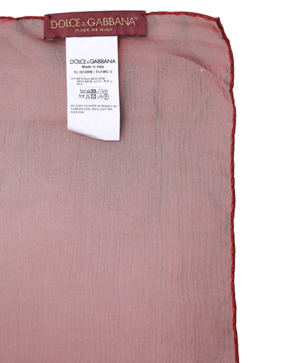 وشاح حريري أحمر مستطيل للنساء