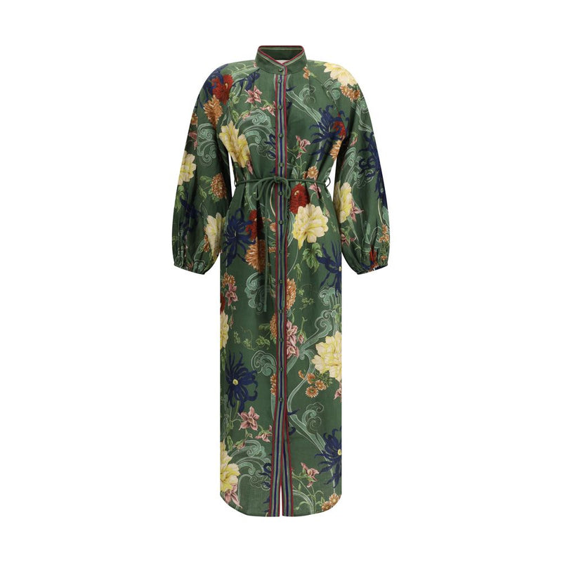 Green Linen Casual Dress