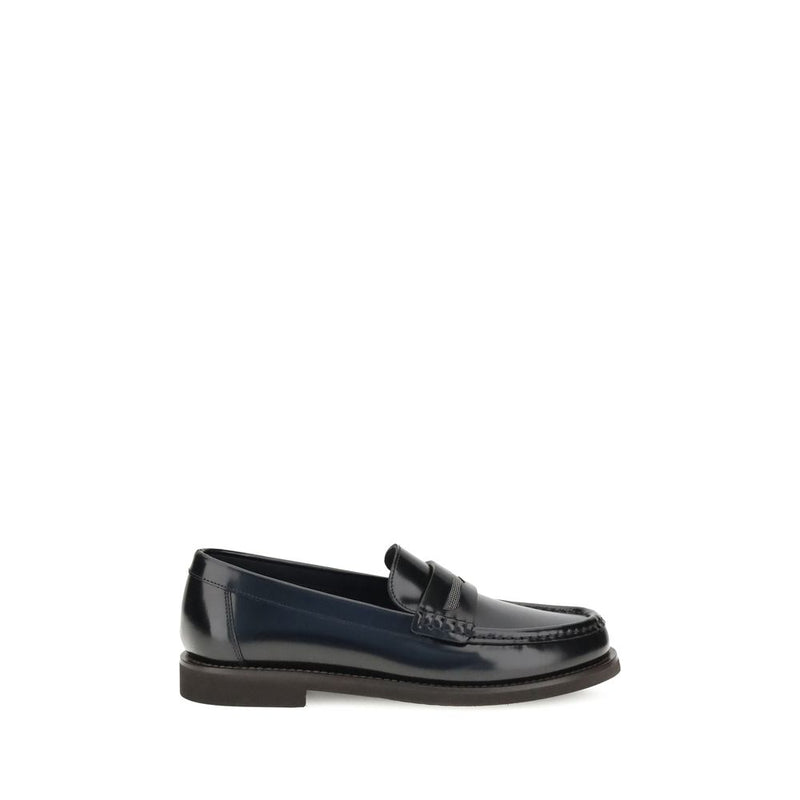 Black Calf Leather Bos Taurus Slip-On Loafers