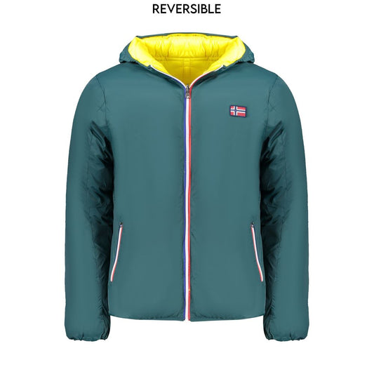 Green Polyamide Men Reversible Jacket
