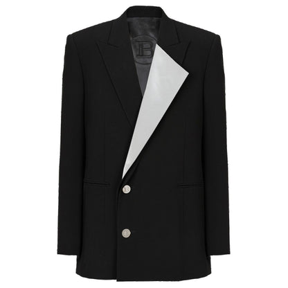 Black Viscose Men Blazer