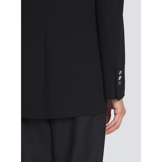 Black Viscose Men Blazer
