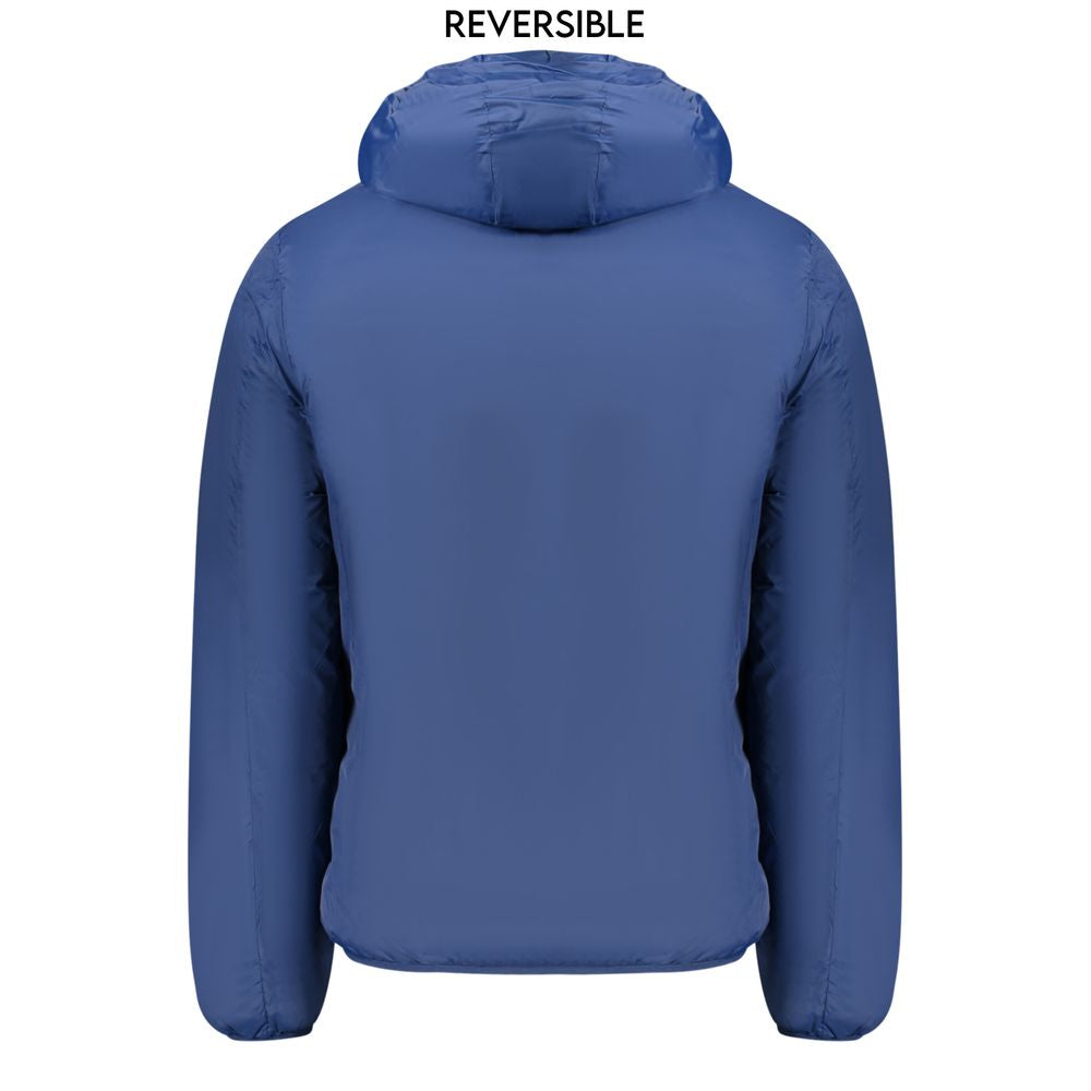 Blå polyamid herre vendbar jakke
