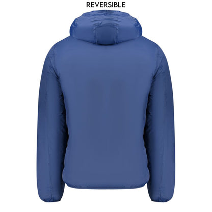 Blå polyamid herre vendbar jakke