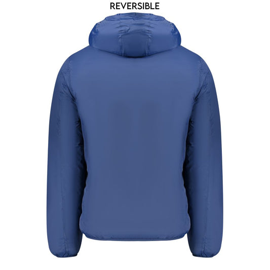 Blå polyamid herre vendbar jakke