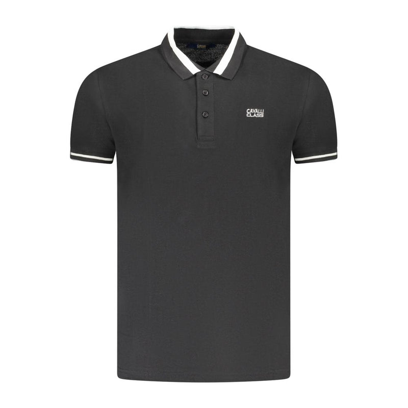 Black Cotton Men Polo Shirt