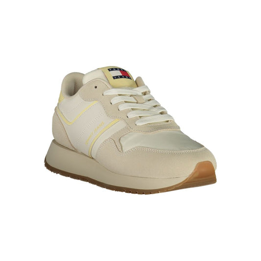 Beige lædersneaker til kvinder
