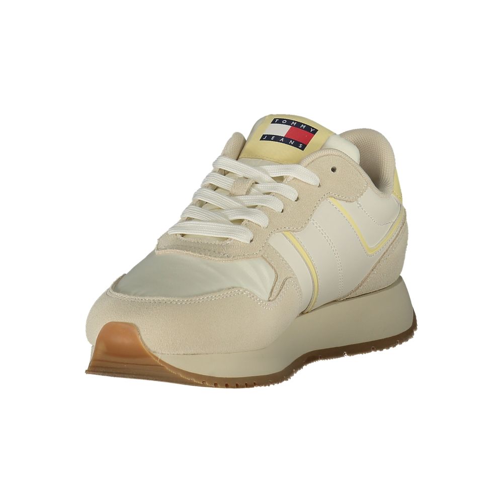 Beige lædersneaker til kvinder