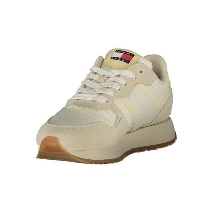 Beige lædersneaker til kvinder
