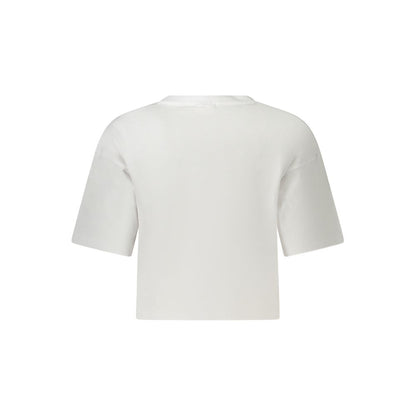White Cotton Women T-Shirt