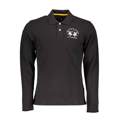 Elegant sort polo med lange ærmer til mænd