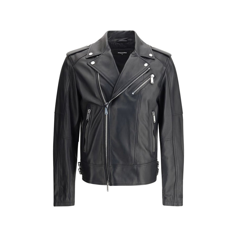 Black Calf Leather Bos Taurus Biker Jacket
