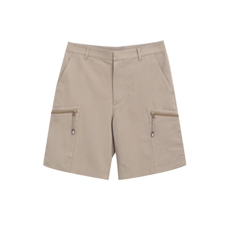 Beige Cotton Cargo Shorts