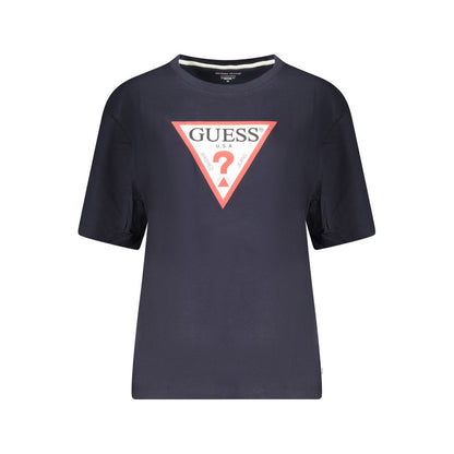 Blue Cotton Women T-Shirt