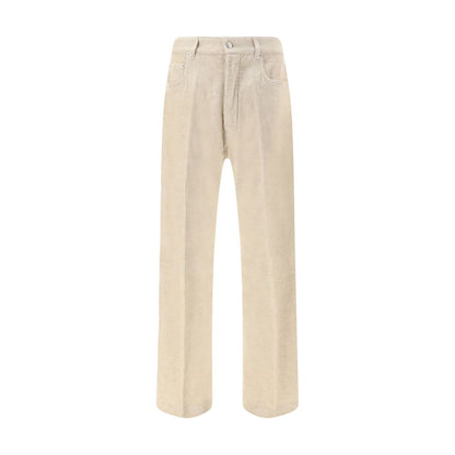 Beige Cotton Casual Pants