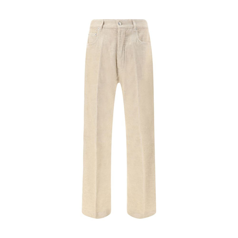 Beige Cotton Casual Pants