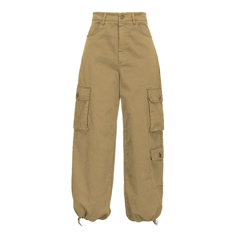 Beige Cotton Women Cargo Pant