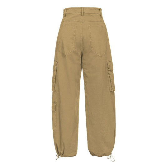 Beige Cotton Women Cargo Pant