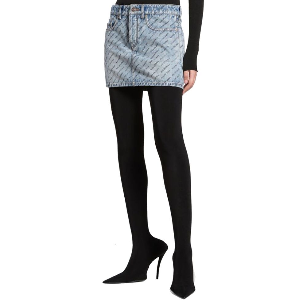 Denimnederdel med logoprint