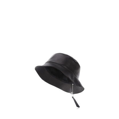 Black Calfskin Bucket Hat