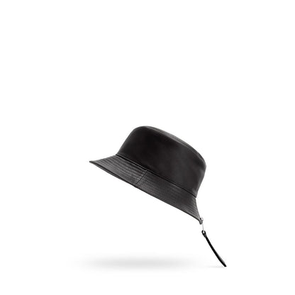 Black Calfskin Bucket Hat