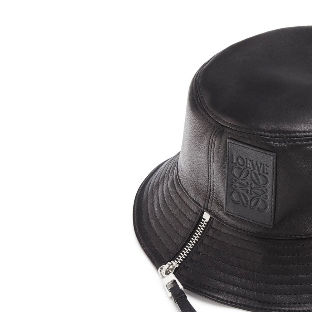 Black Calfskin Bucket Hat