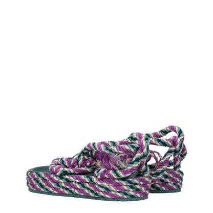 Multicolor Fabric Flat Sandals