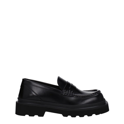 Black Leather Slip-On Loafers