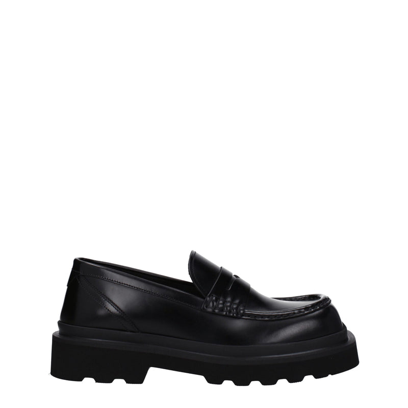 Black Leather Slip-On Loafers