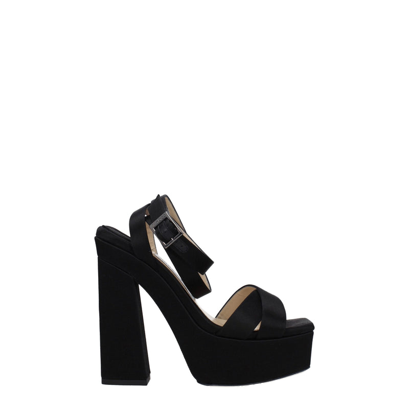 Black Satin Platform Sandals