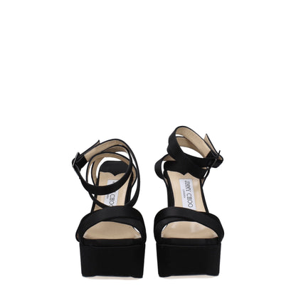 Black Satin Platform Sandals