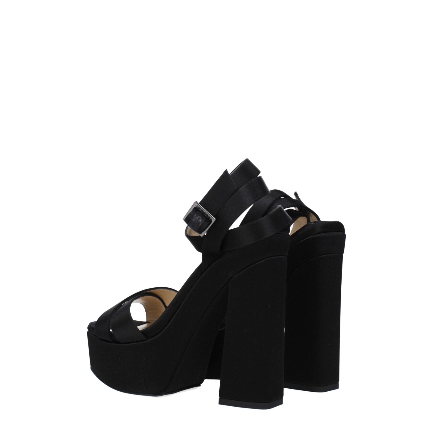 Black Satin Platform Sandals