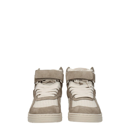 Beige Leather High Top Sneakers