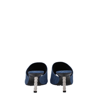 Blue Fabric Platform Sandals