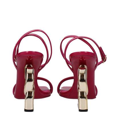 Pink Leather Stiletto Heel Sandals