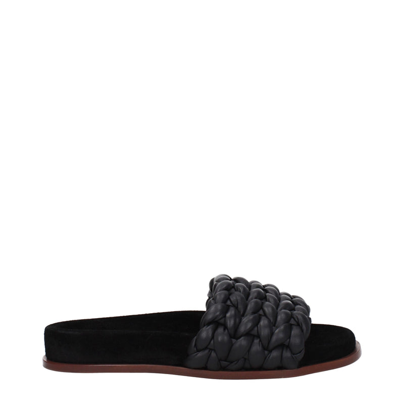 Black Leather Slippers
