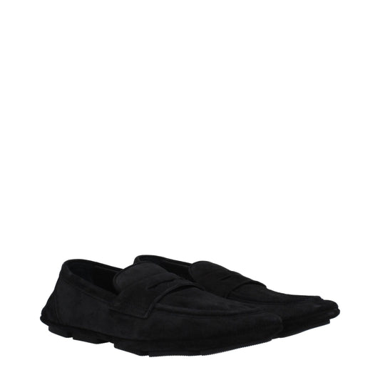 Black Leather Slip-On Loafers