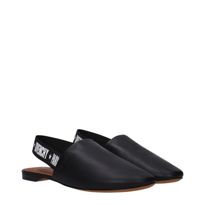 Black Leather Slides