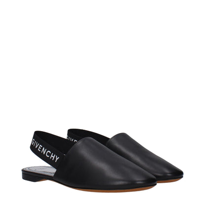Black Leather Mules